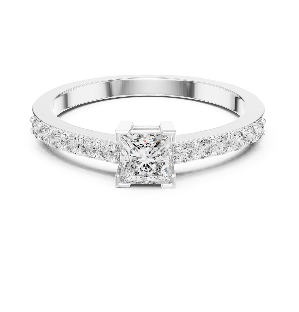 Princess Accented Lab Grown Diamond Engagement Ring