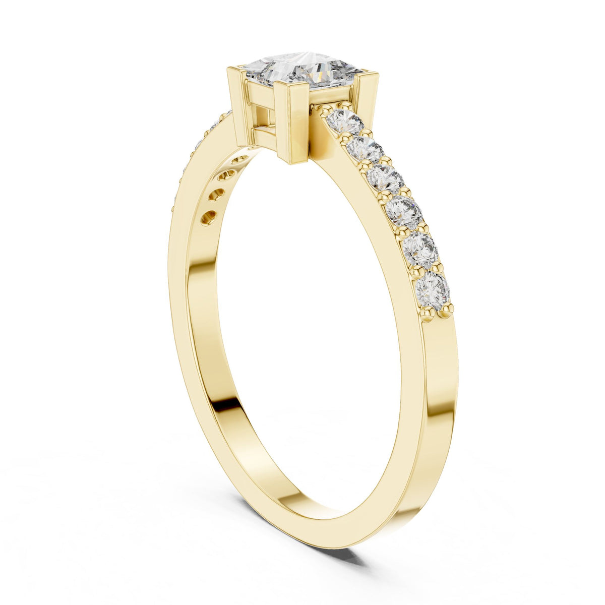 Princess Accented Lab Grown Diamond Engagement Ring