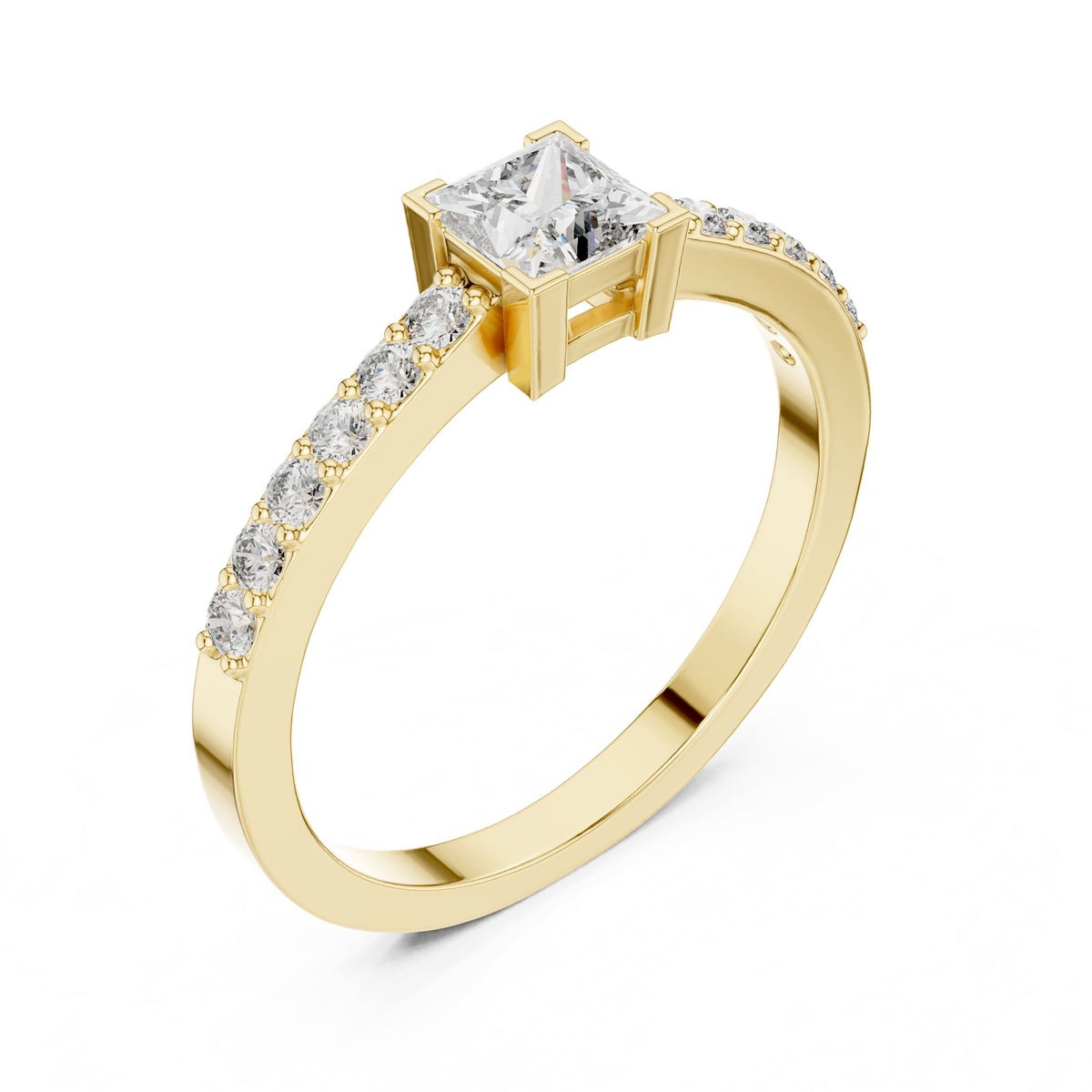 Princess Accented Lab Grown Diamond Engagement Ring