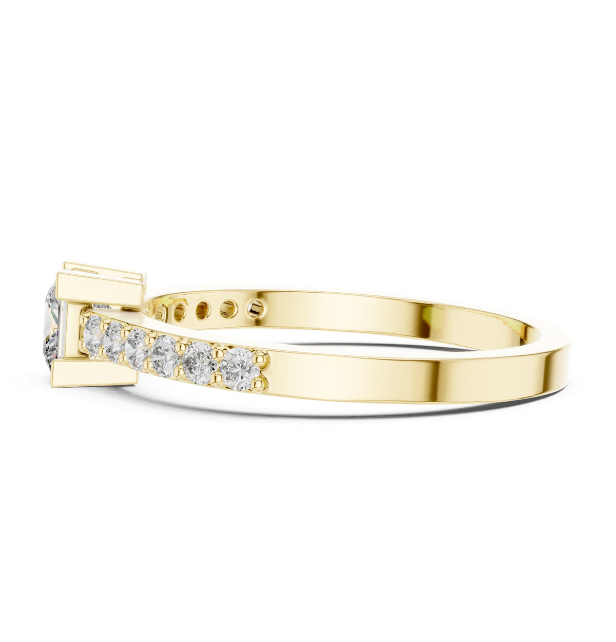Princess Accented Lab Grown Diamond Engagement Ring