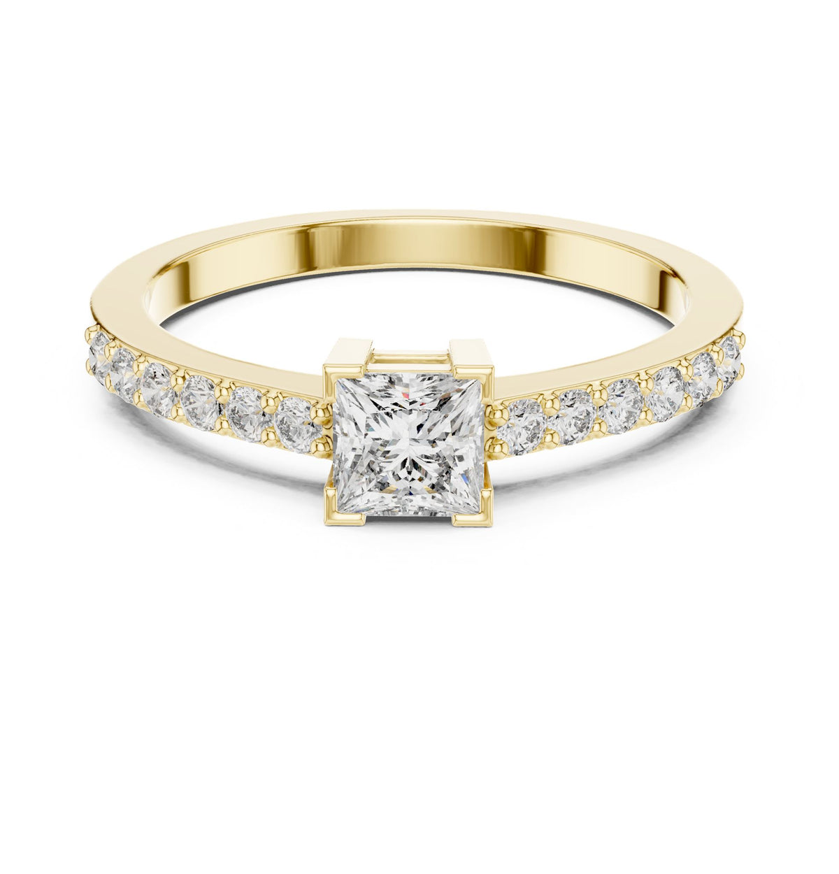 Princess Accented Lab Grown Diamond Engagement Ring