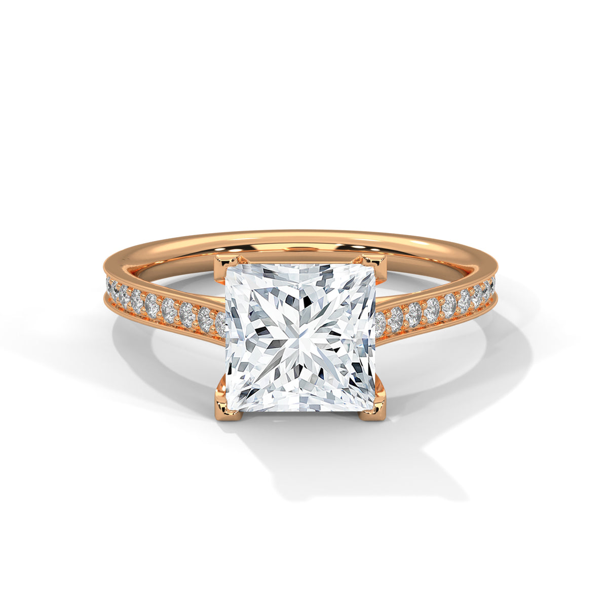 Princess Accented Lab Grown Diamond Engagement Ring