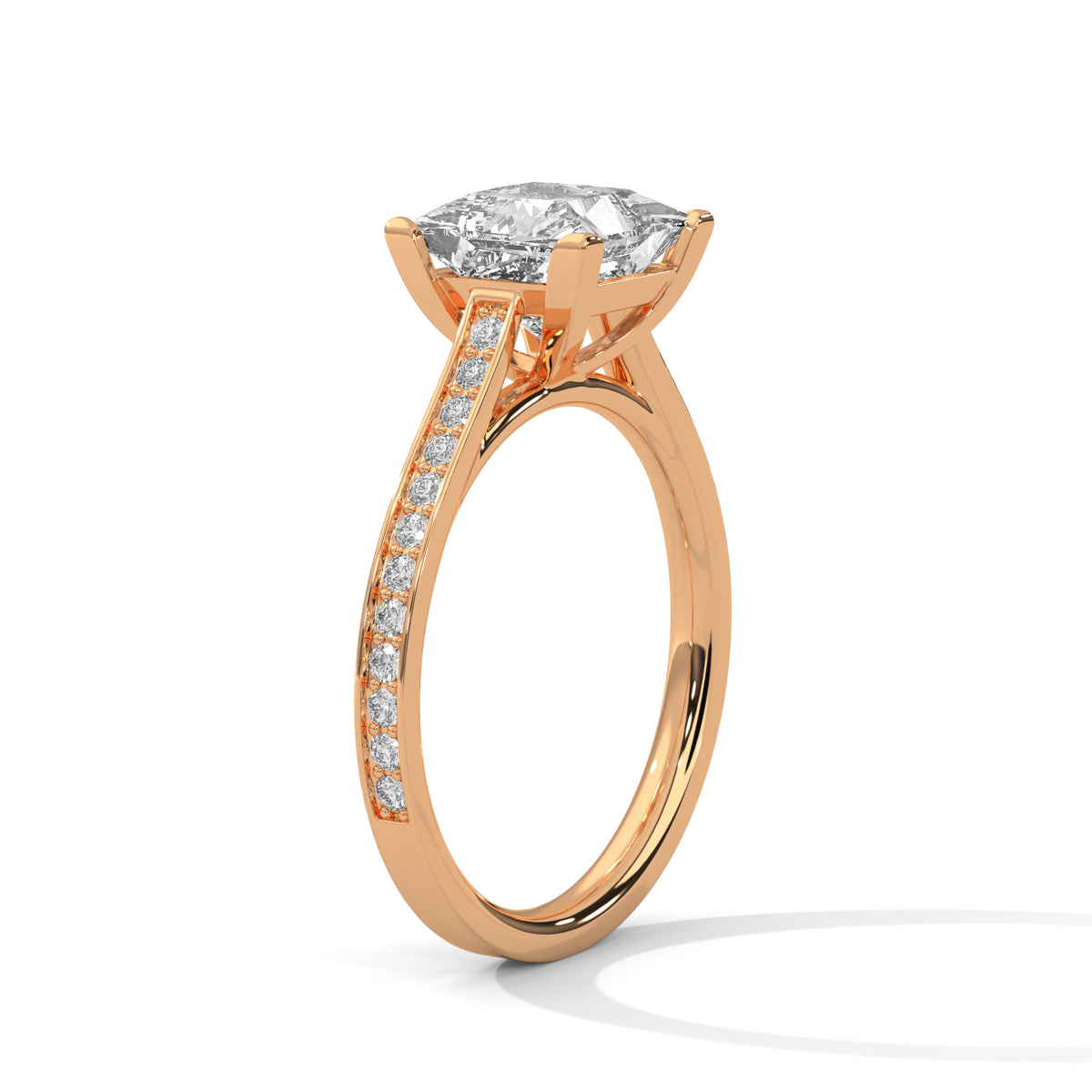 Princess Accented Lab Grown Diamond Engagement Ring