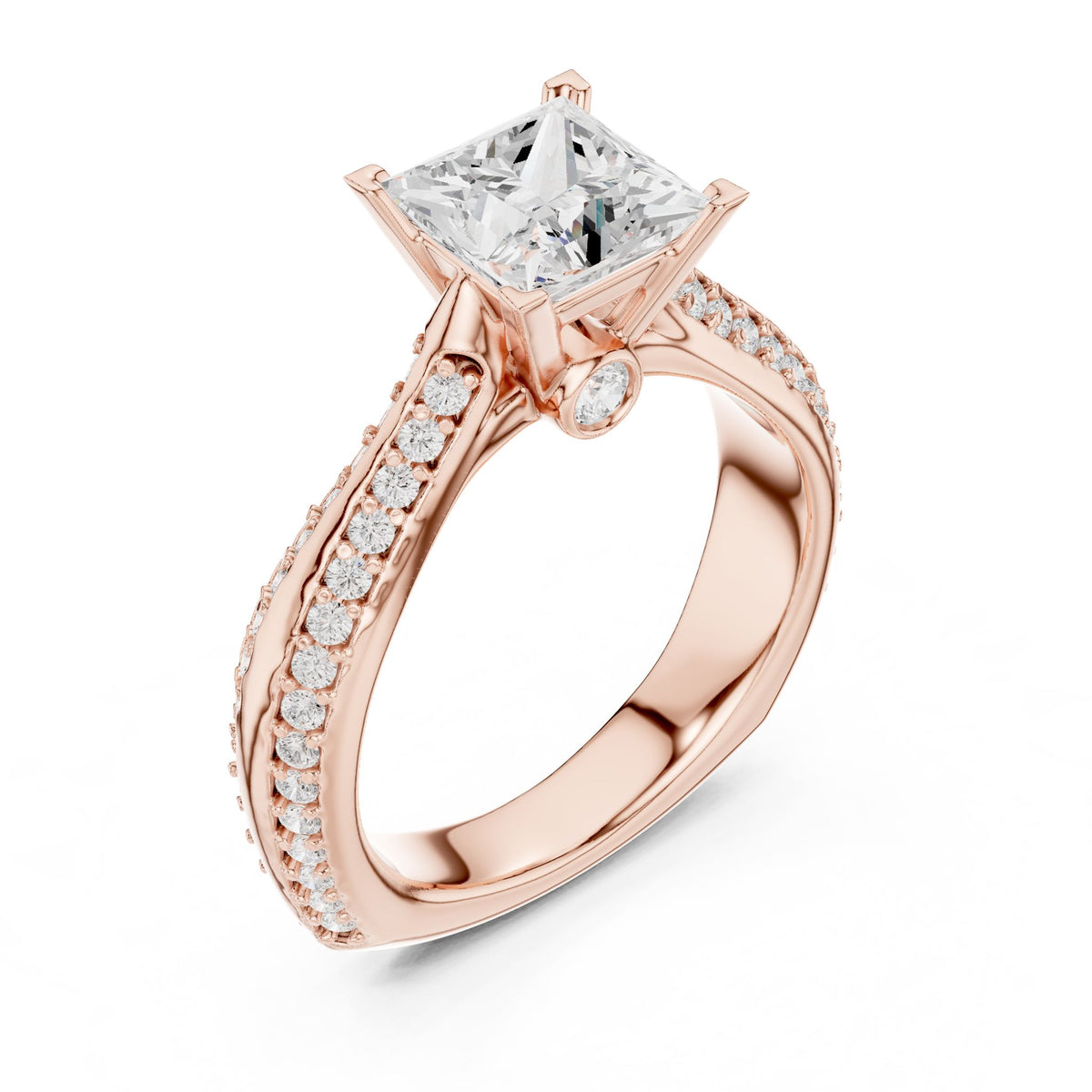 Princess Accented Lab Grown Diamond Engagement Ring