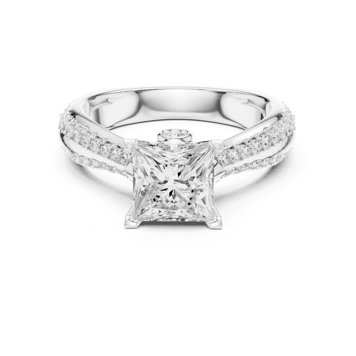 Princess Accented Lab Grown Diamond Engagement Ring