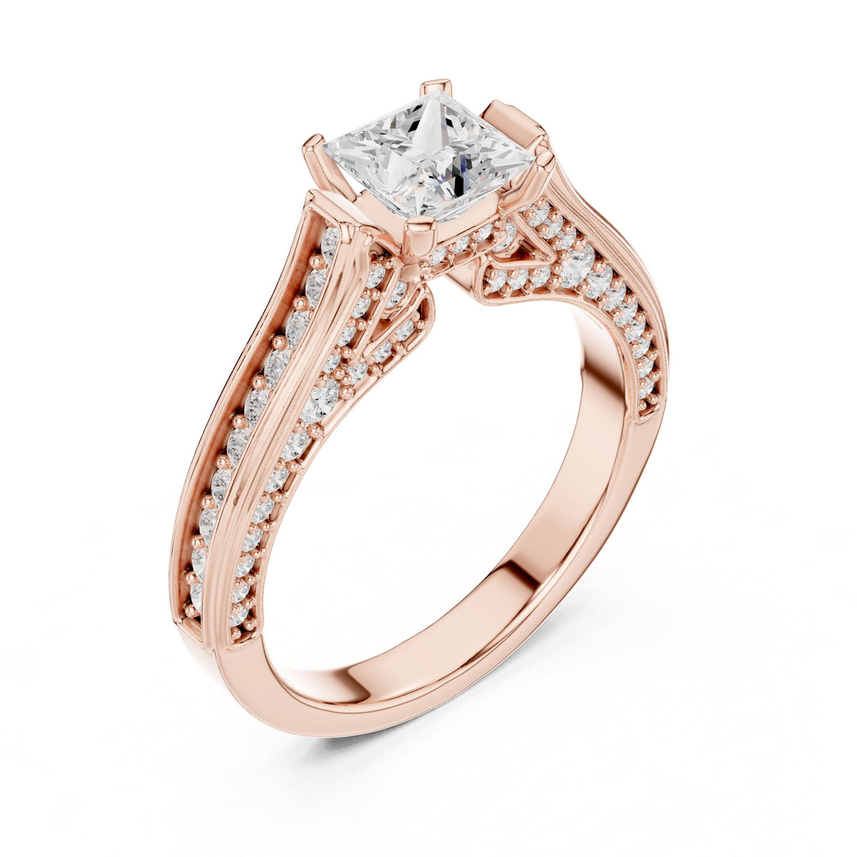 Princess Accented Lab Grown Diamond Engagement Ring