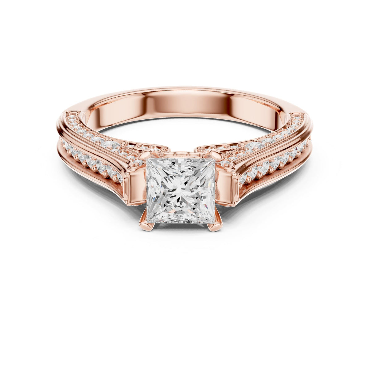 Princess Accented Lab Grown Diamond Engagement Ring