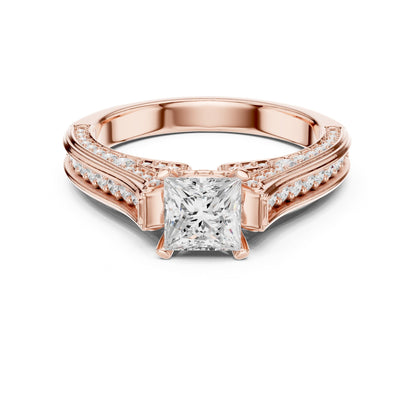 Princess Accented Lab Grown Diamond Engagement Ring