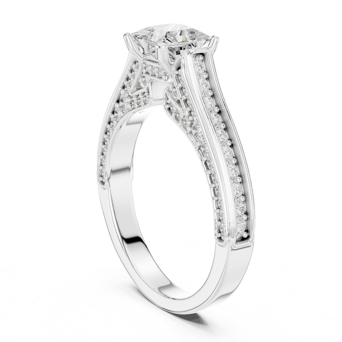 Princess Accented Lab Grown Diamond Engagement Ring