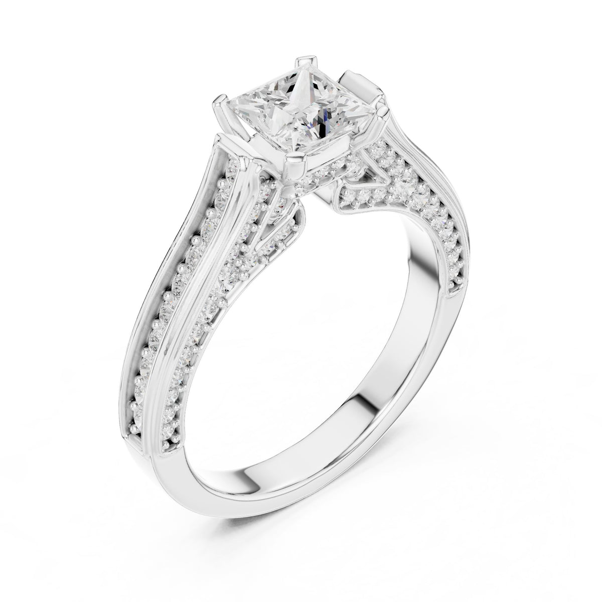 Princess Accented Lab Grown Diamond Engagement Ring
