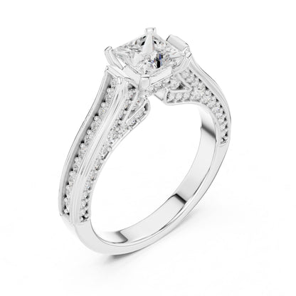 Princess Accented Lab Grown Diamond Engagement Ring