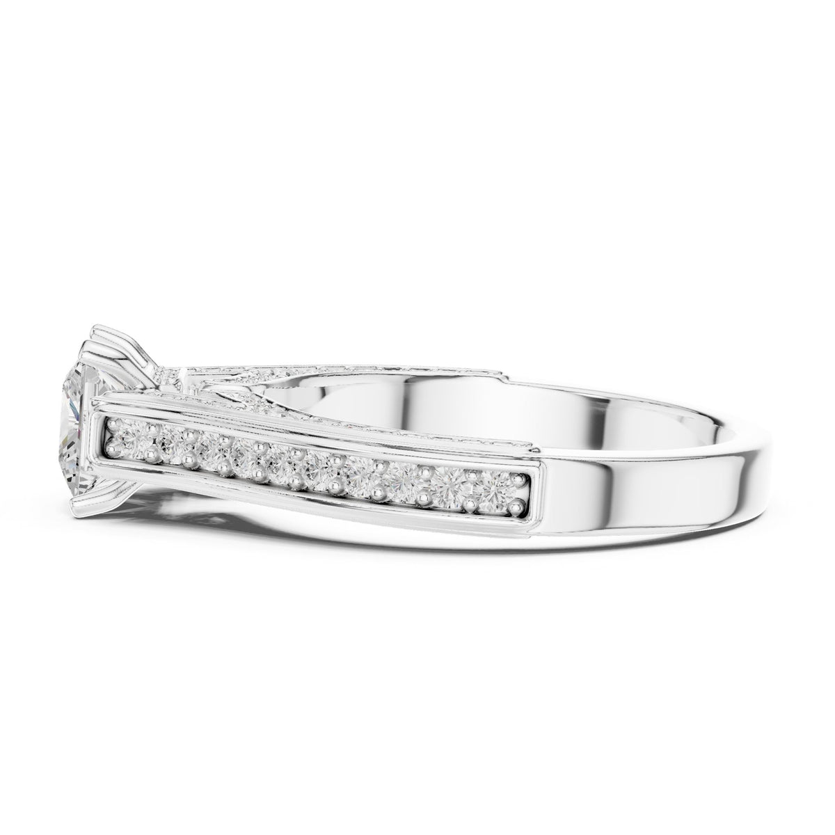 Princess Accented Lab Grown Diamond Engagement Ring