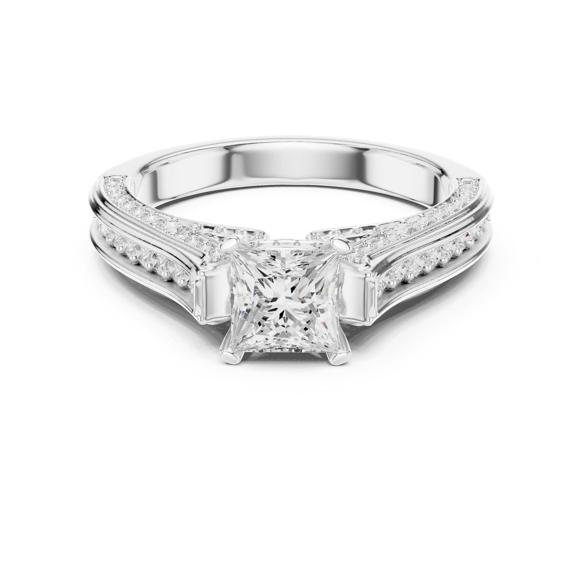 Princess Accented Lab Grown Diamond Engagement Ring