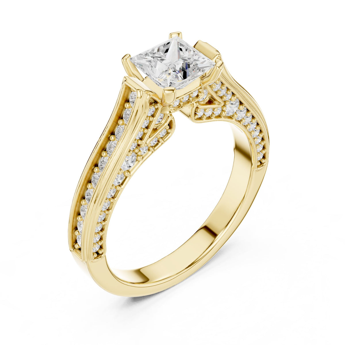 Princess Accented Lab Grown Diamond Engagement Ring