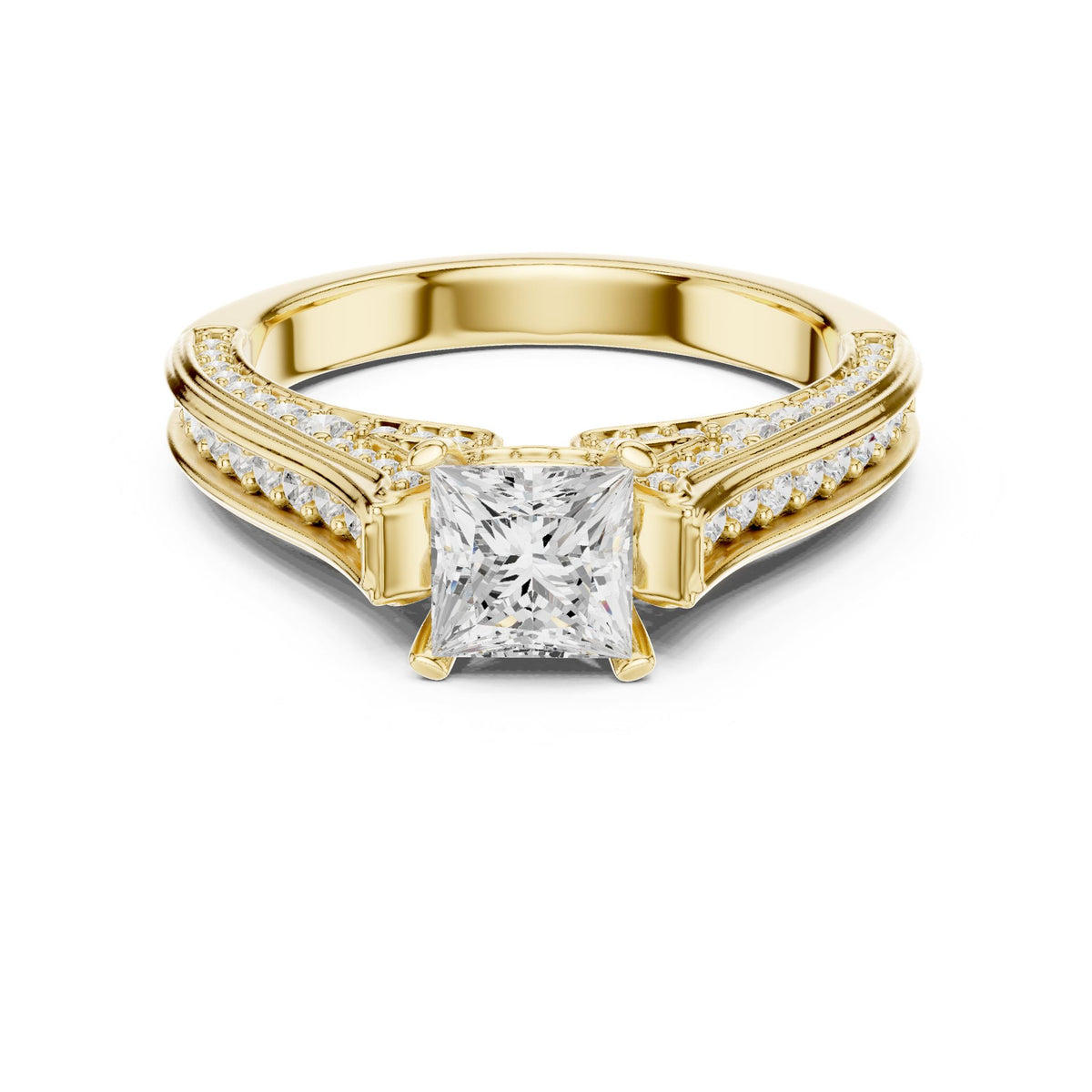 Princess Accented Lab Grown Diamond Engagement Ring