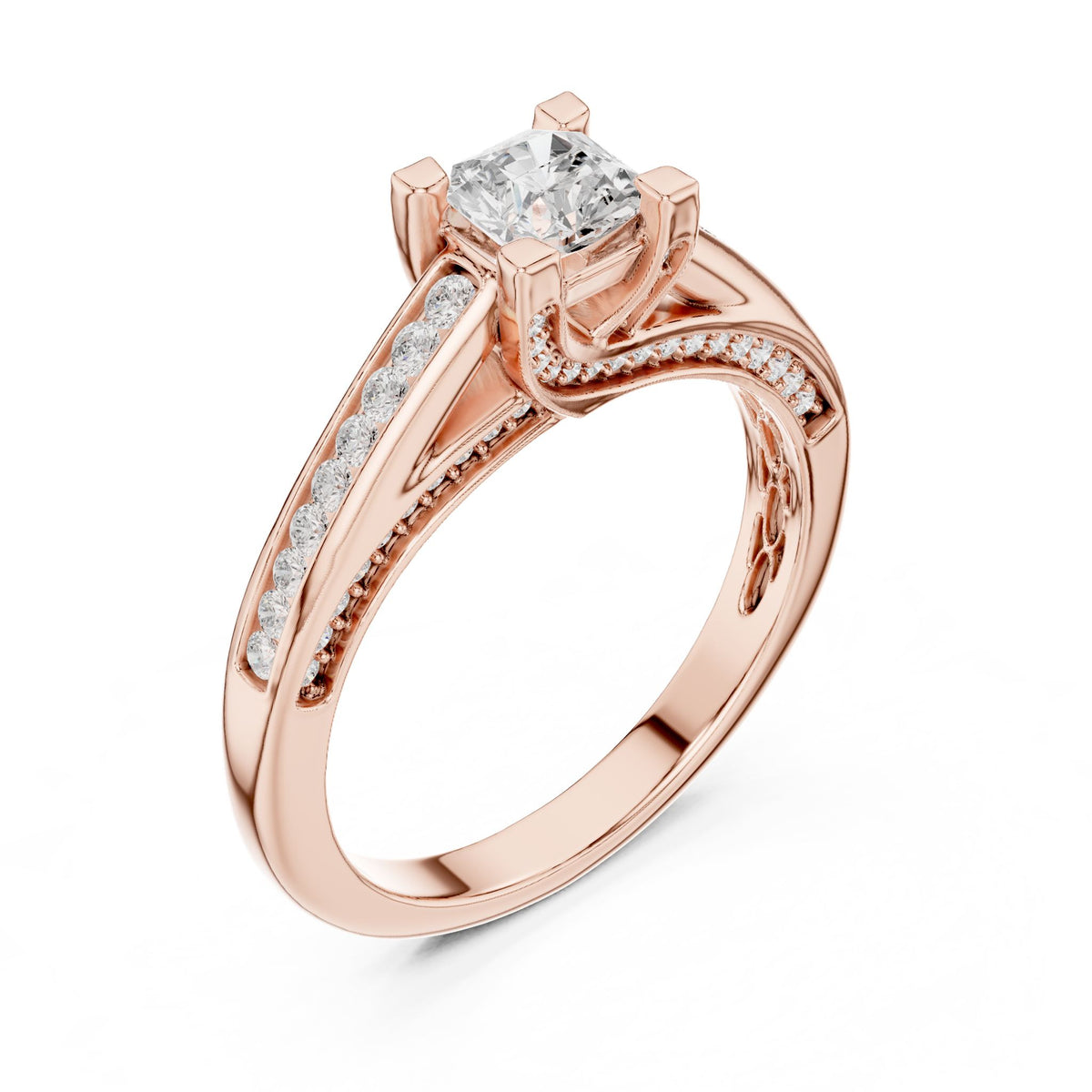 Princess Accented Lab Grown Diamond Engagement Ring