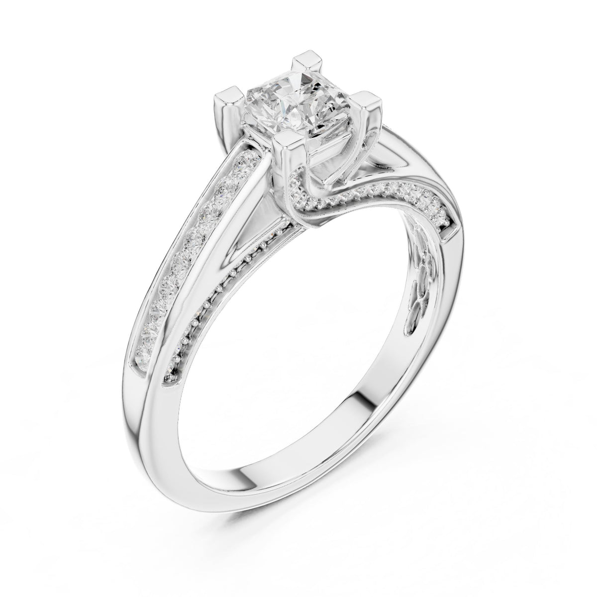 Princess Accented Lab Grown Diamond Engagement Ring