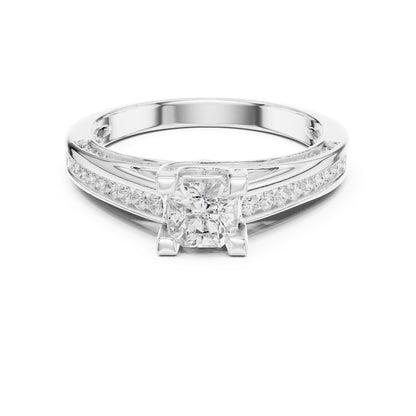 Princess Accented Lab Grown Diamond Engagement Ring