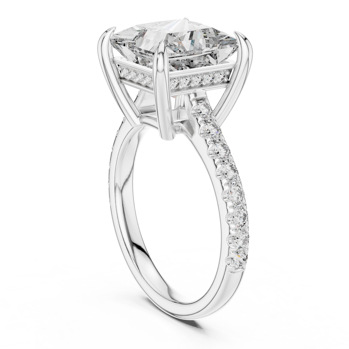 Princess Accented Lab Grown Diamond Engagement Ring