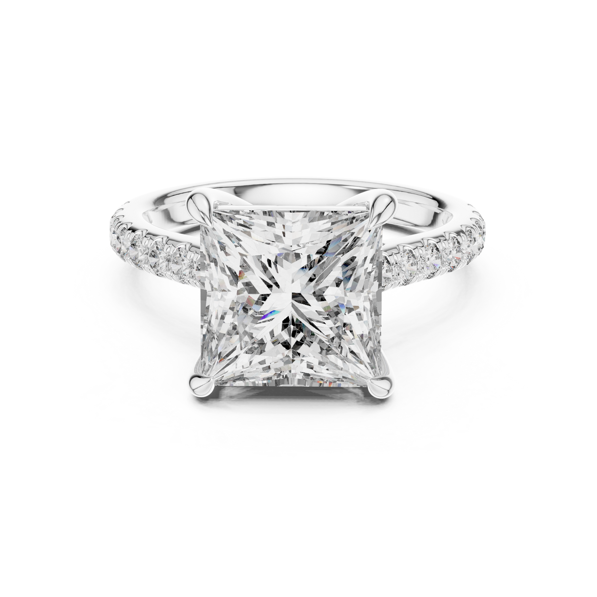 Princess Accented Lab Grown Diamond Engagement Ring