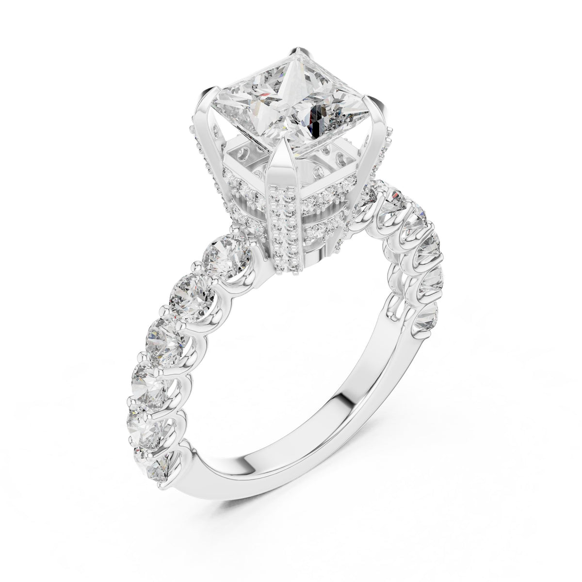 Princess Accented Lab Grown Diamond Engagement Ring