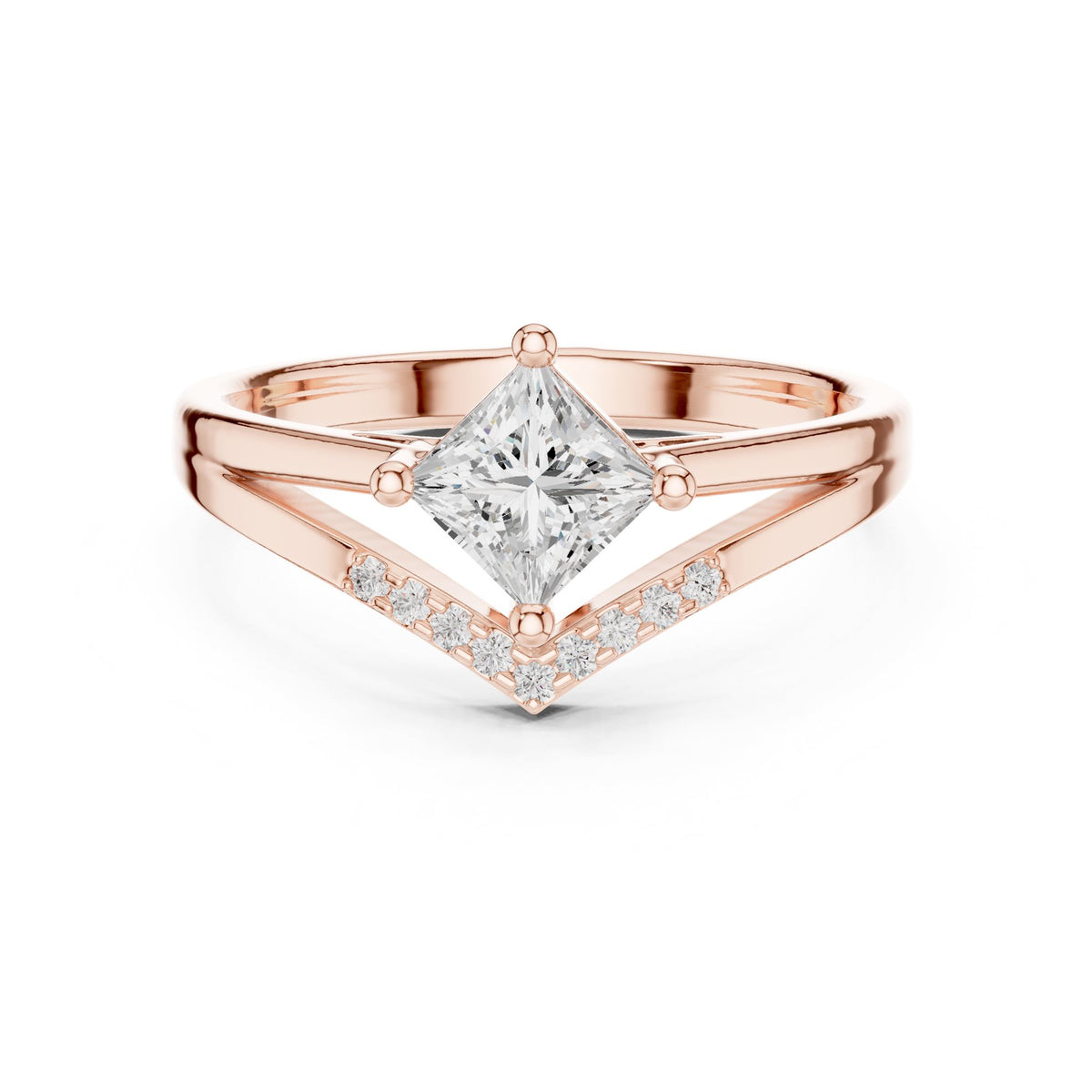 Princess Accented Lab Grown Diamond Engagement Ring