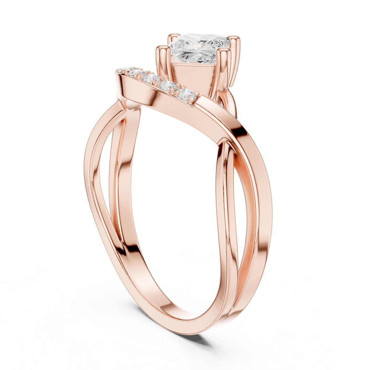 Princess Accented Lab Grown Diamond Engagement Ring