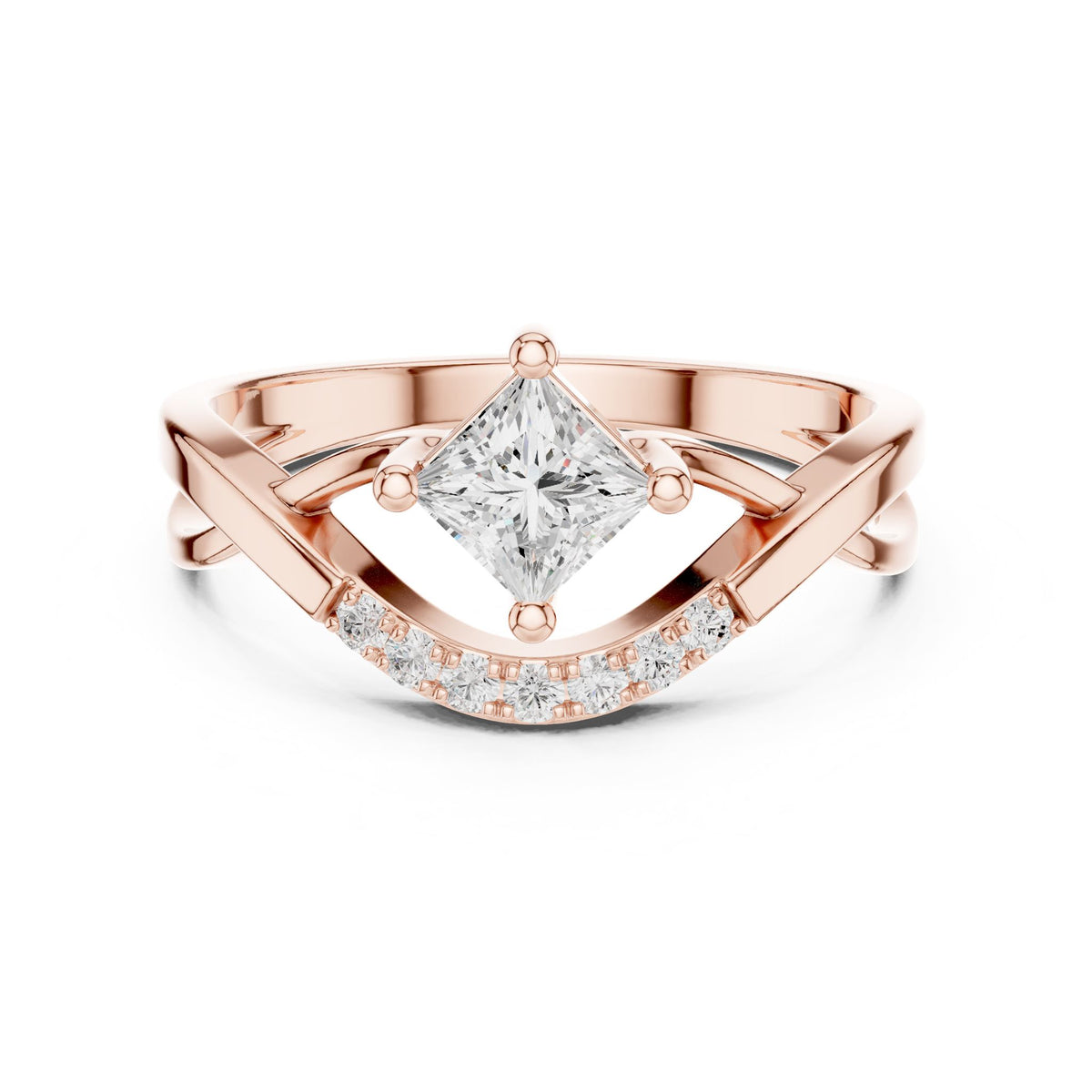 Princess Accented Lab Grown Diamond Engagement Ring