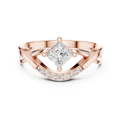 Princess Accented Lab Grown Diamond Engagement Ring