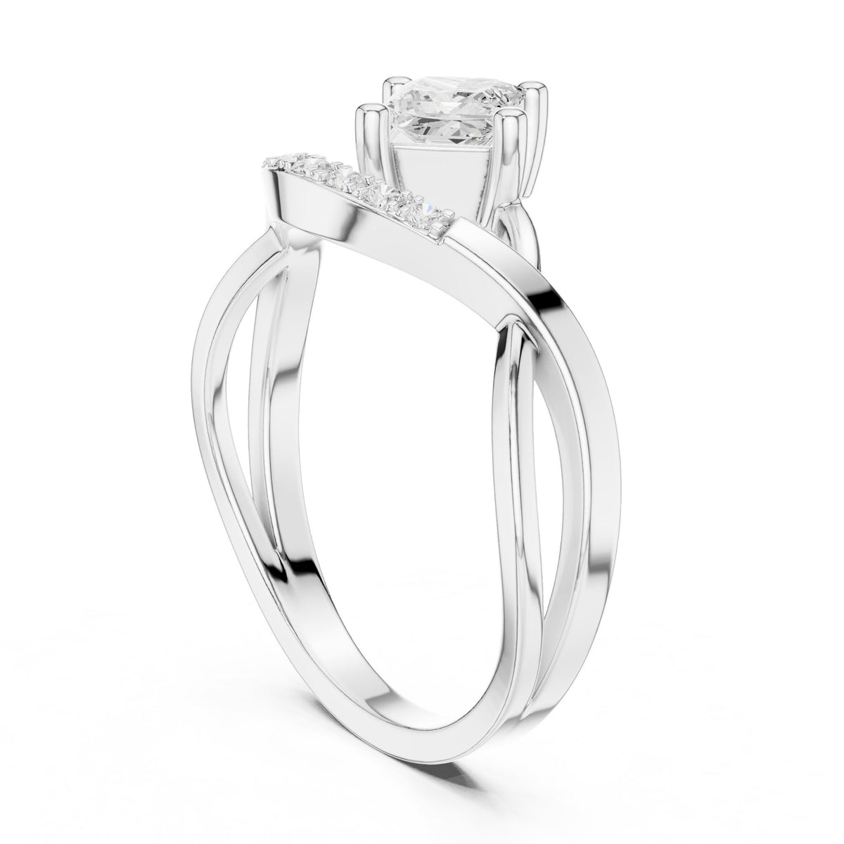 Princess Accented Lab Grown Diamond Engagement Ring
