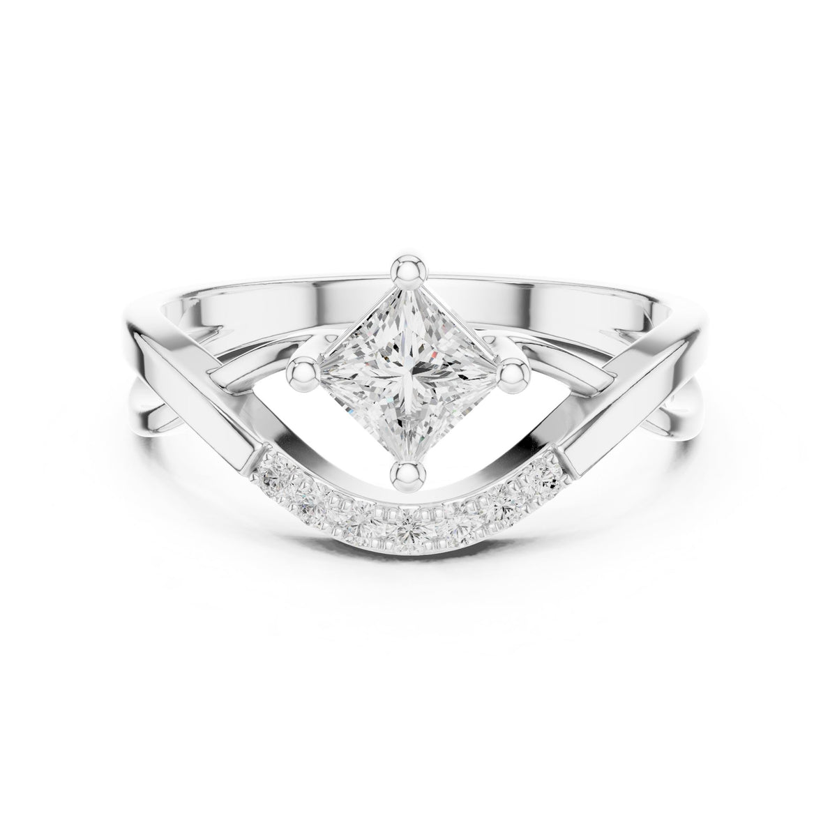 Princess Accented Lab Grown Diamond Engagement Ring