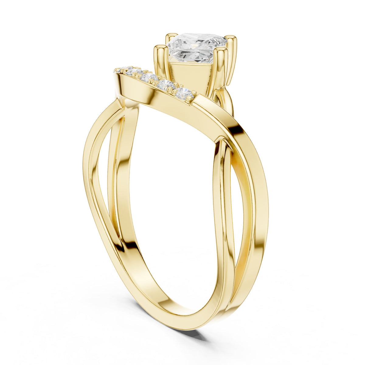 Princess Accented Lab Grown Diamond Engagement Ring