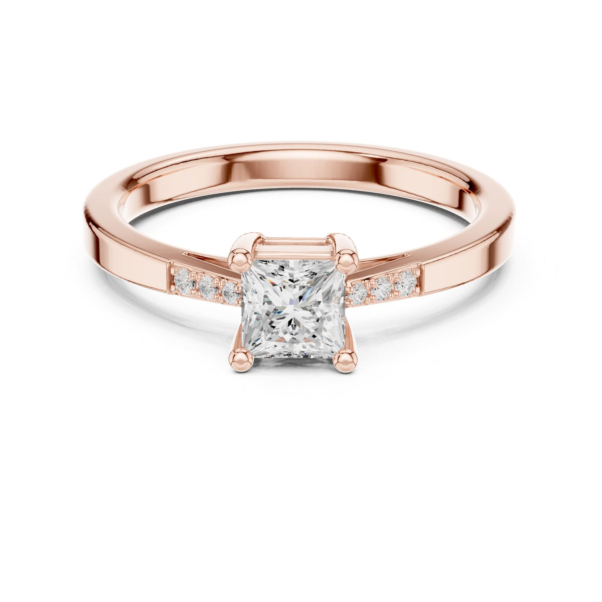 Princess Accented Lab Grown Diamond Engagement Ring