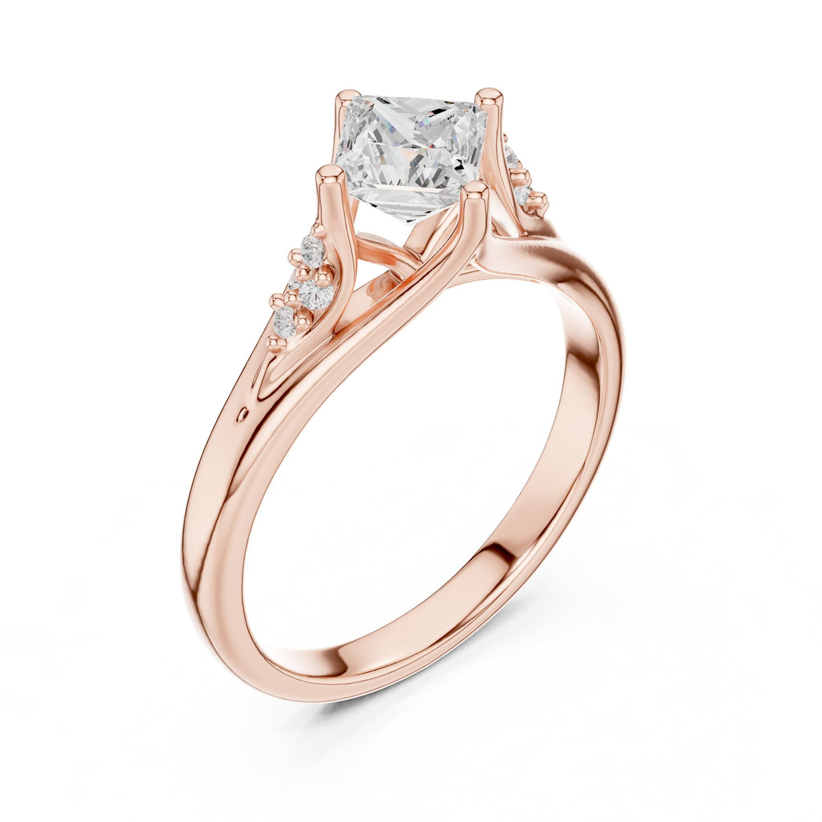 Princess Accented Lab Grown Diamond Engagement Ring