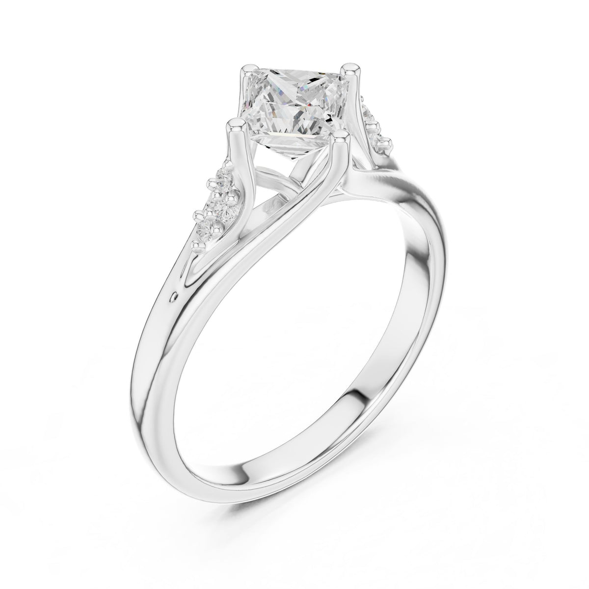 Princess Accented Lab Grown Diamond Engagement Ring