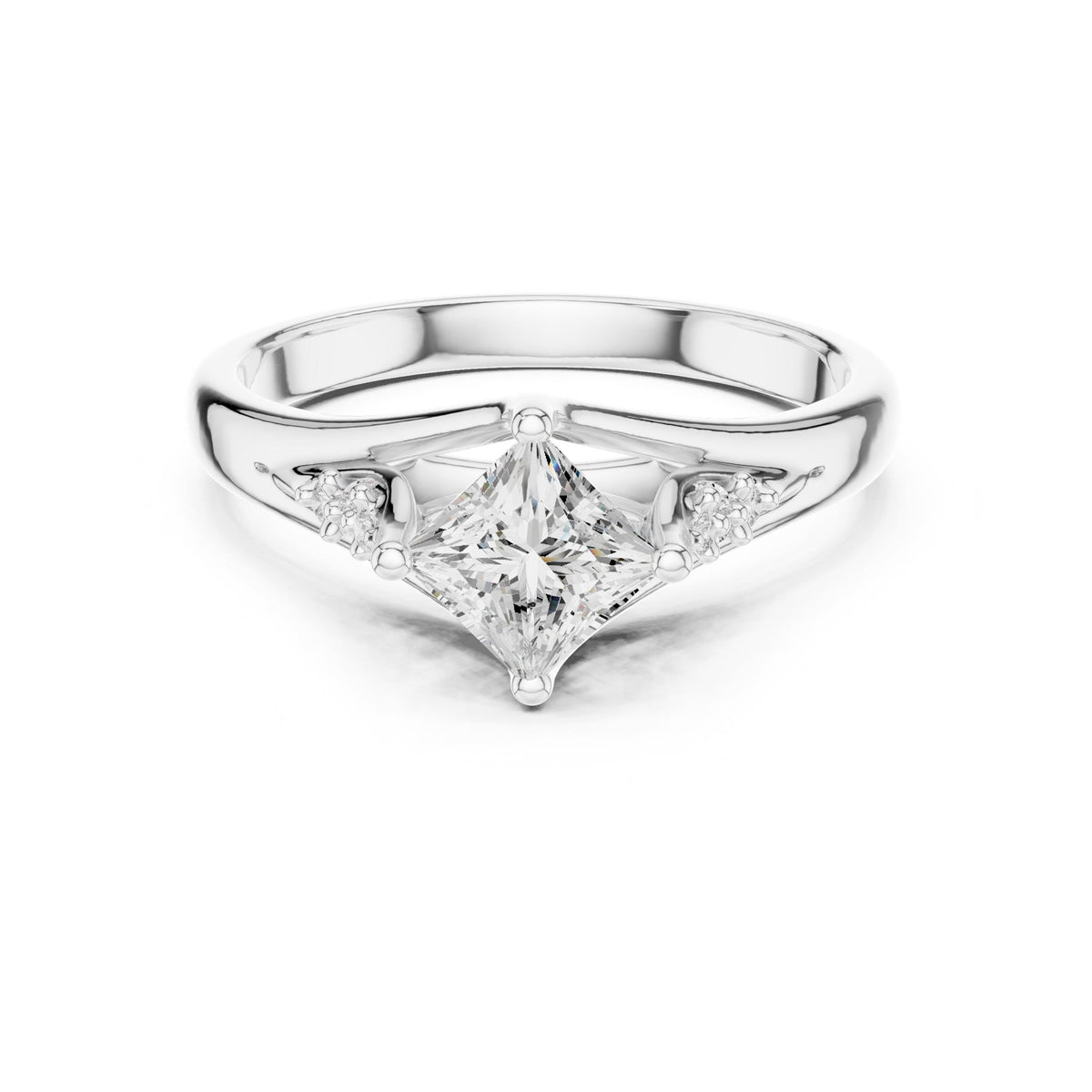 Princess Accented Lab Grown Diamond Engagement Ring