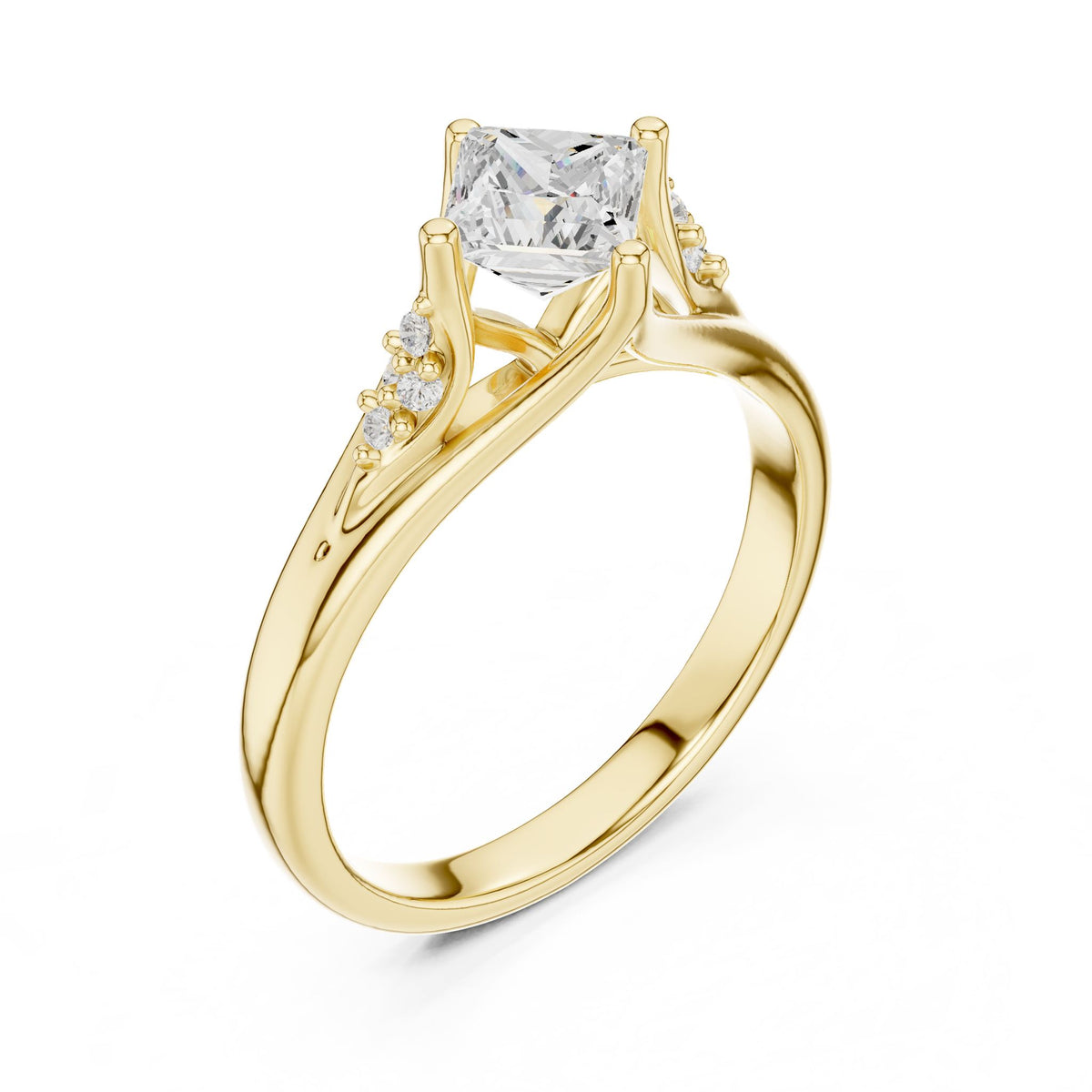 Princess Accented Lab Grown Diamond Engagement Ring