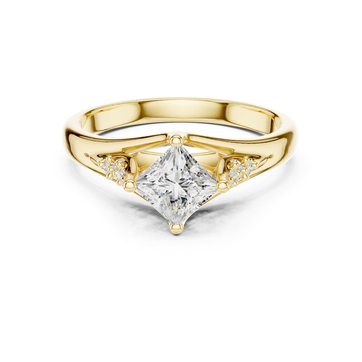 Princess Accented Lab Grown Diamond Engagement Ring