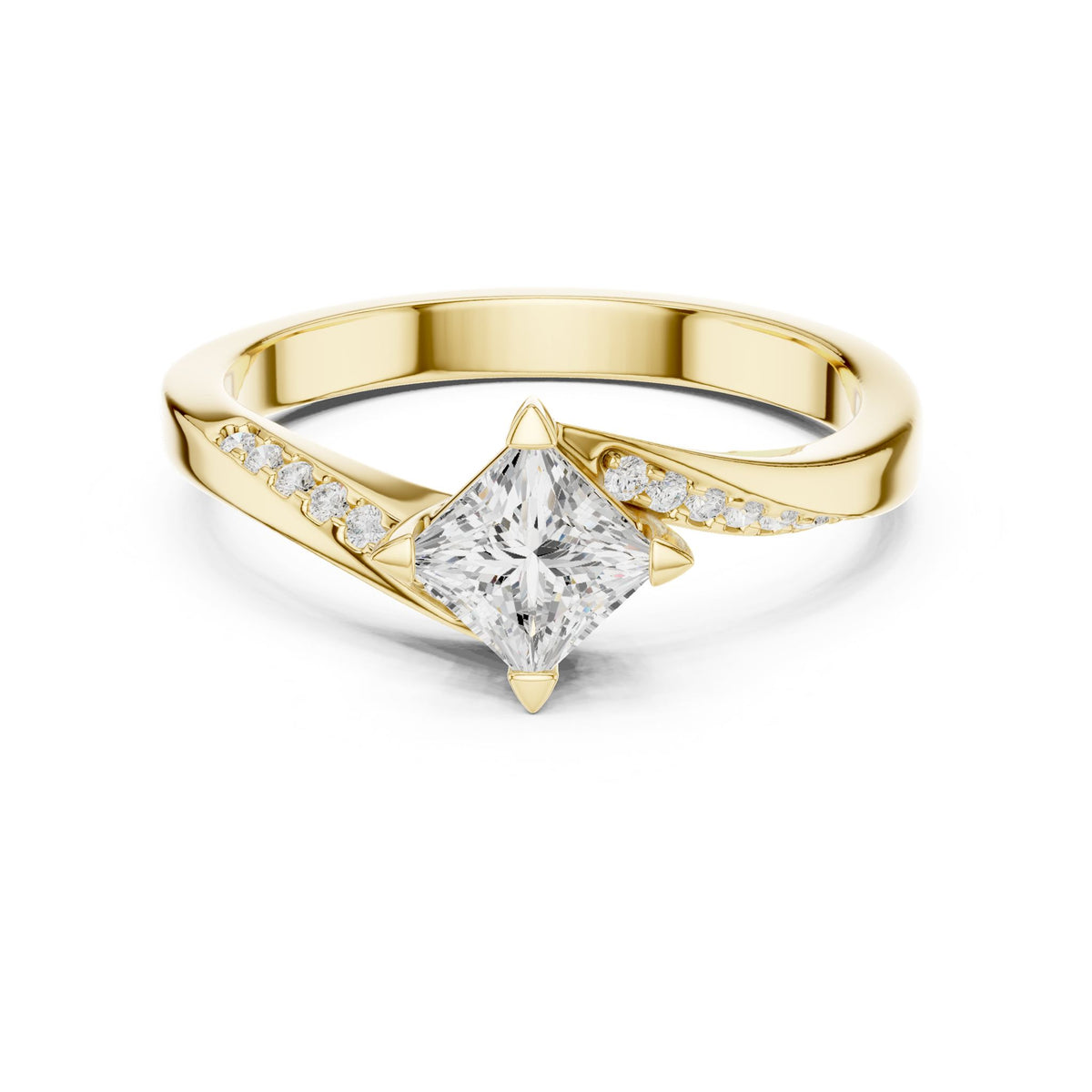 Princess Accented Lab Grown Diamond Engagement Ring