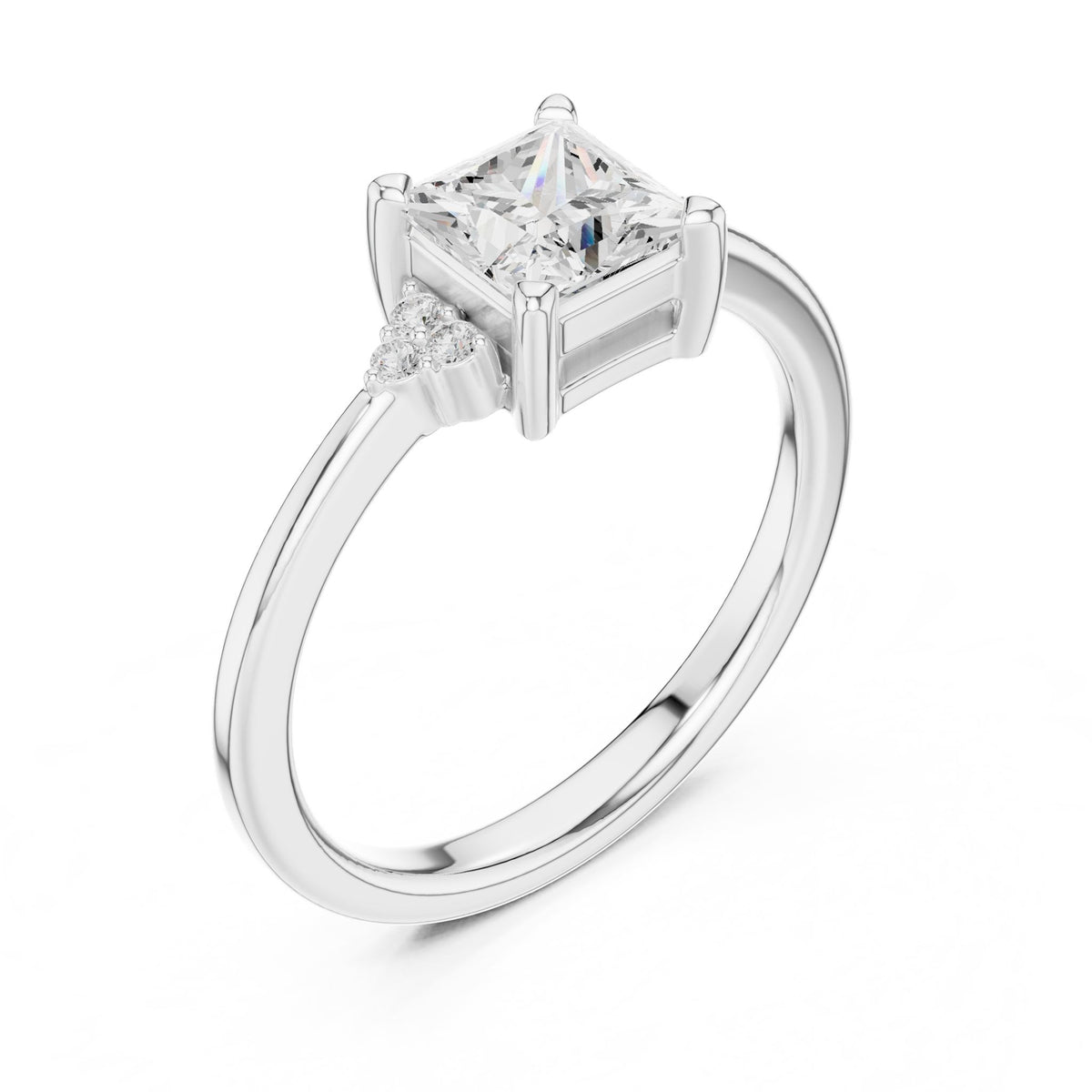 Princess Accented Lab Grown Diamond Engagement Ring