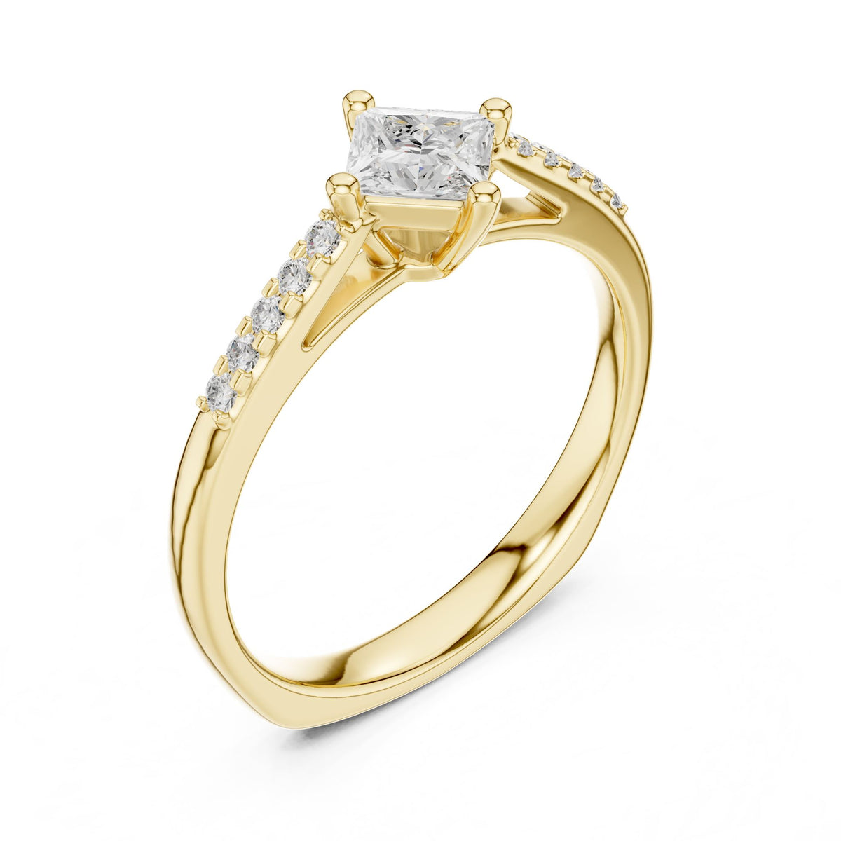 Princess Accented Lab Grown Diamond Engagement Ring