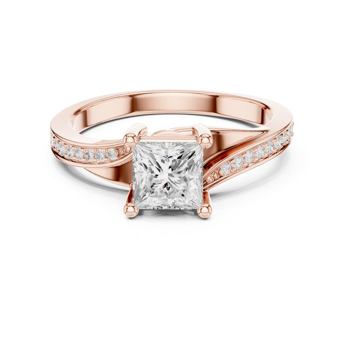 Princess Accented Lab Grown Diamond Engagement Ring