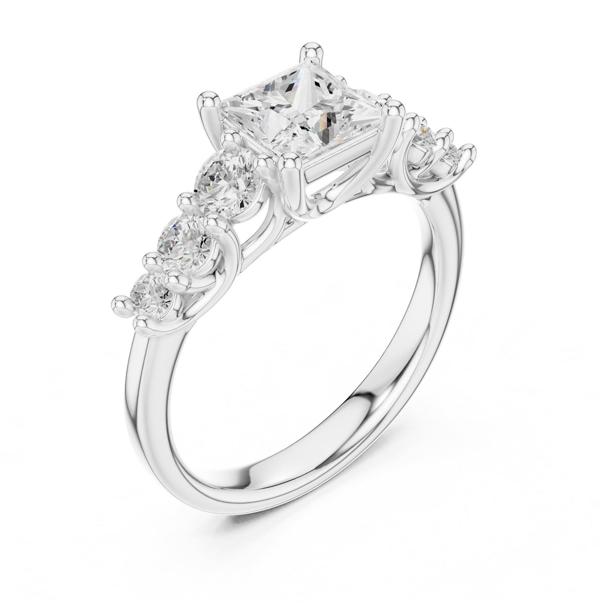 Princess Accented Lab Grown Diamond Engagement Ring