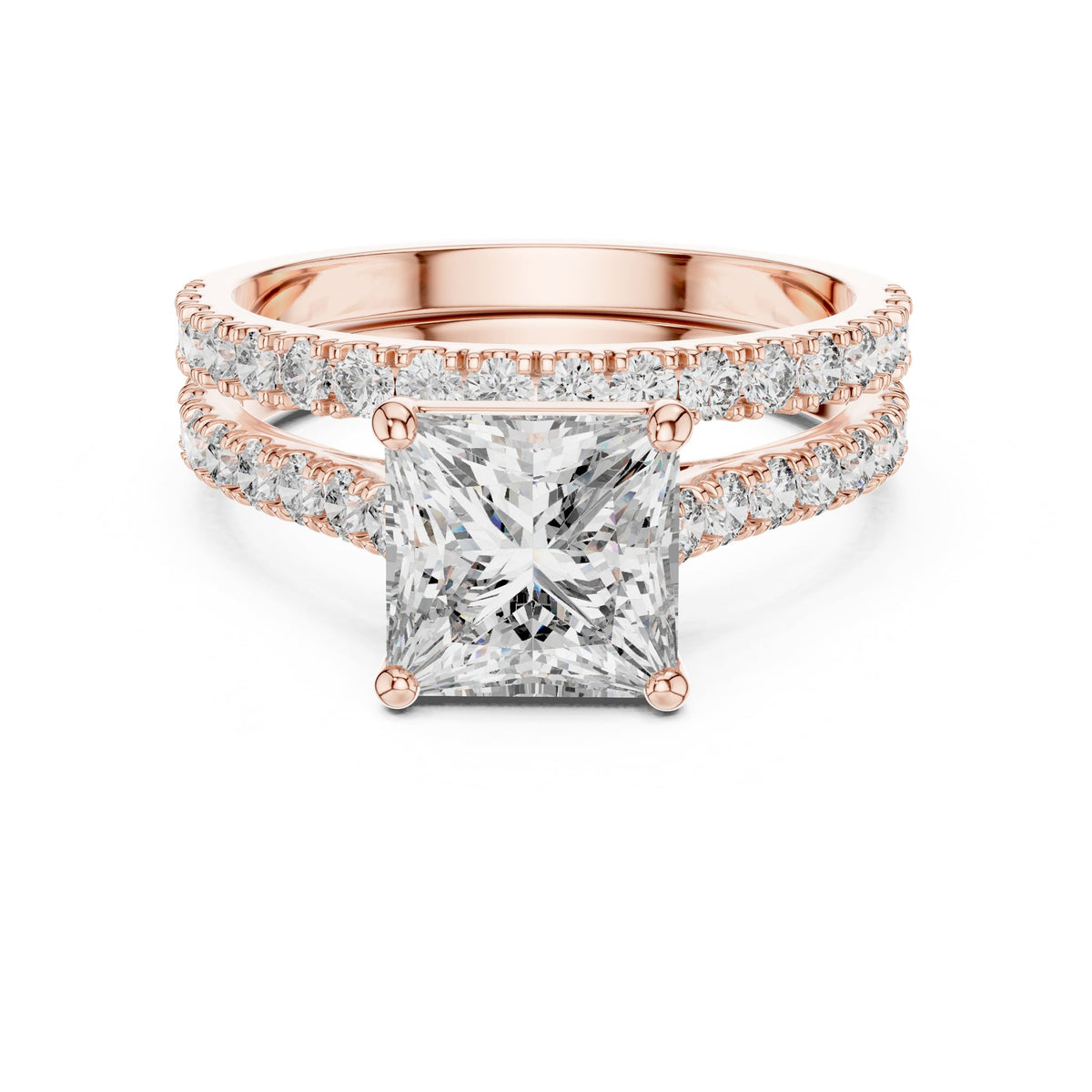 Princess Accented Lab Grown Diamond Engagement Ring