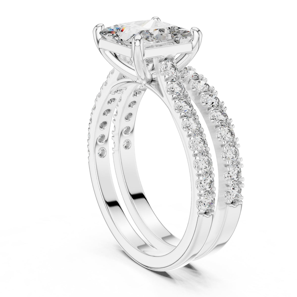 Princess Accented Lab Grown Diamond Engagement Ring
