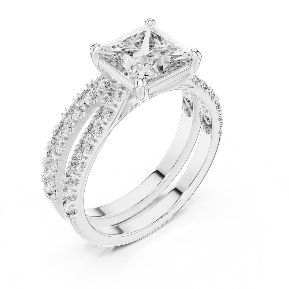 Princess Accented Lab Grown Diamond Engagement Ring