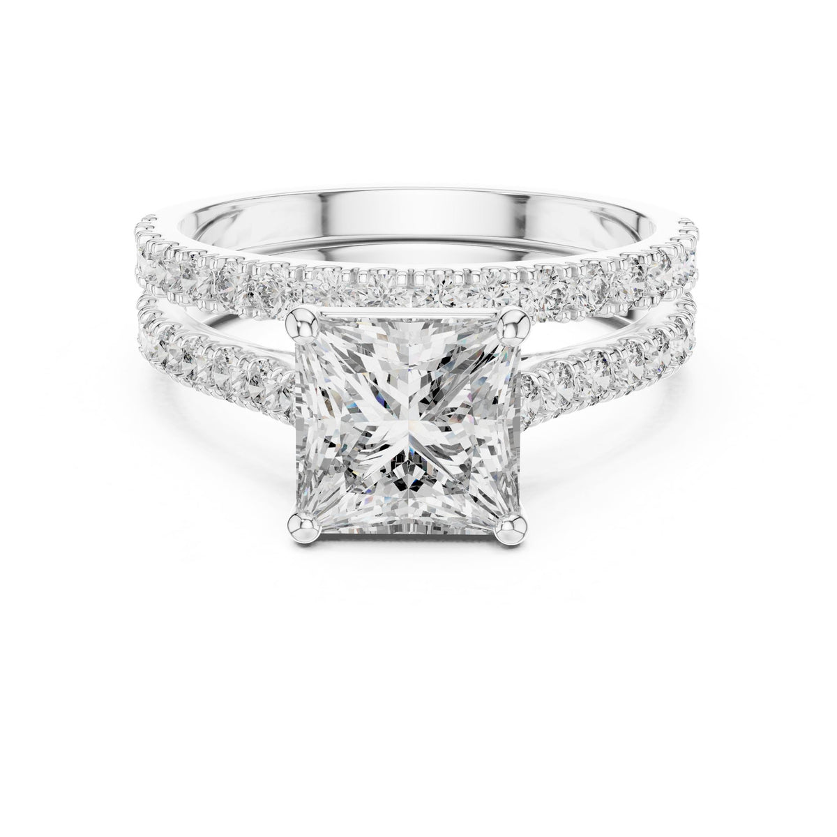 Princess Accented Lab Grown Diamond Engagement Ring