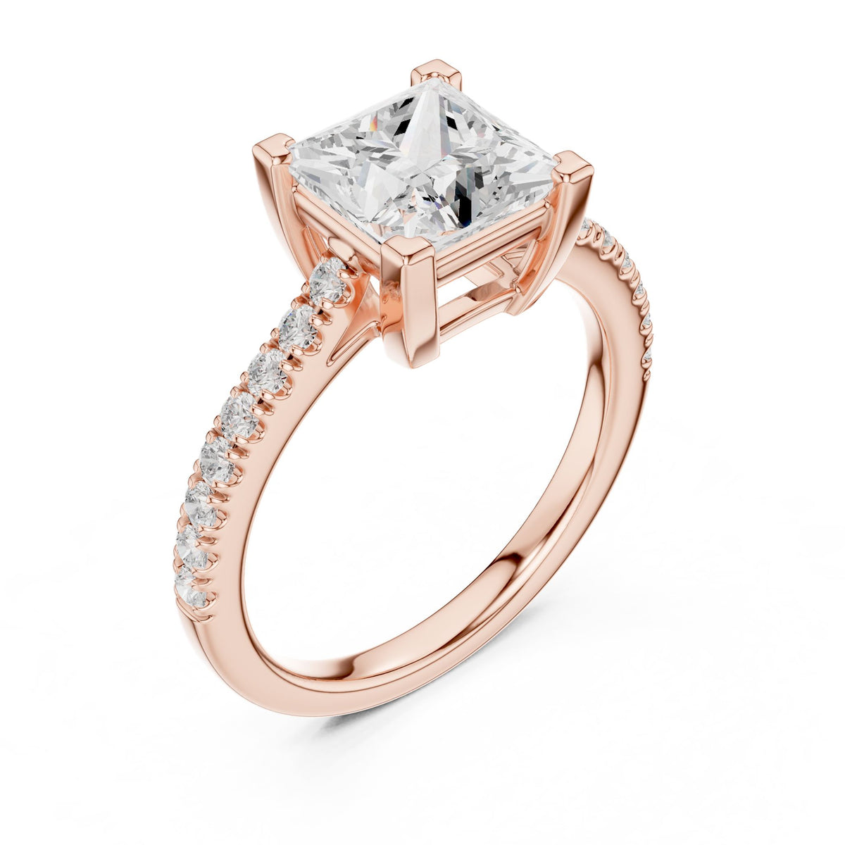 Princess Accented Lab Grown Diamond Engagement Ring