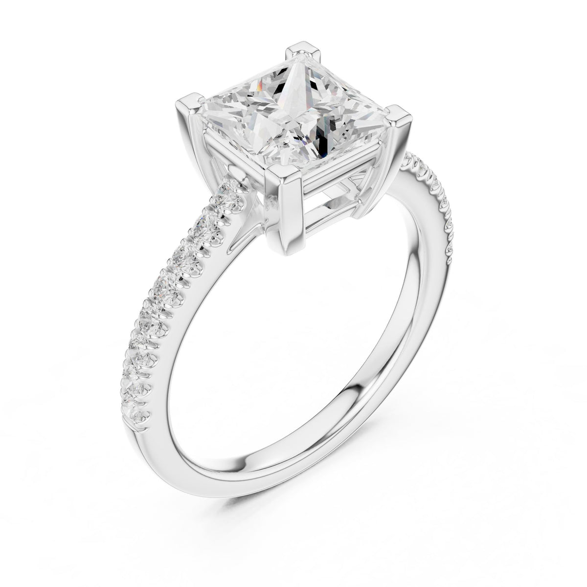 Princess Accented Lab Grown Diamond Engagement Ring