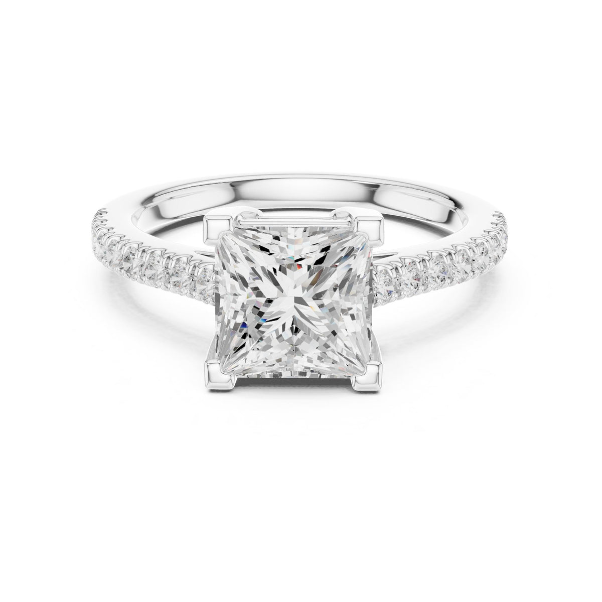 Princess Accented Lab Grown Diamond Engagement Ring